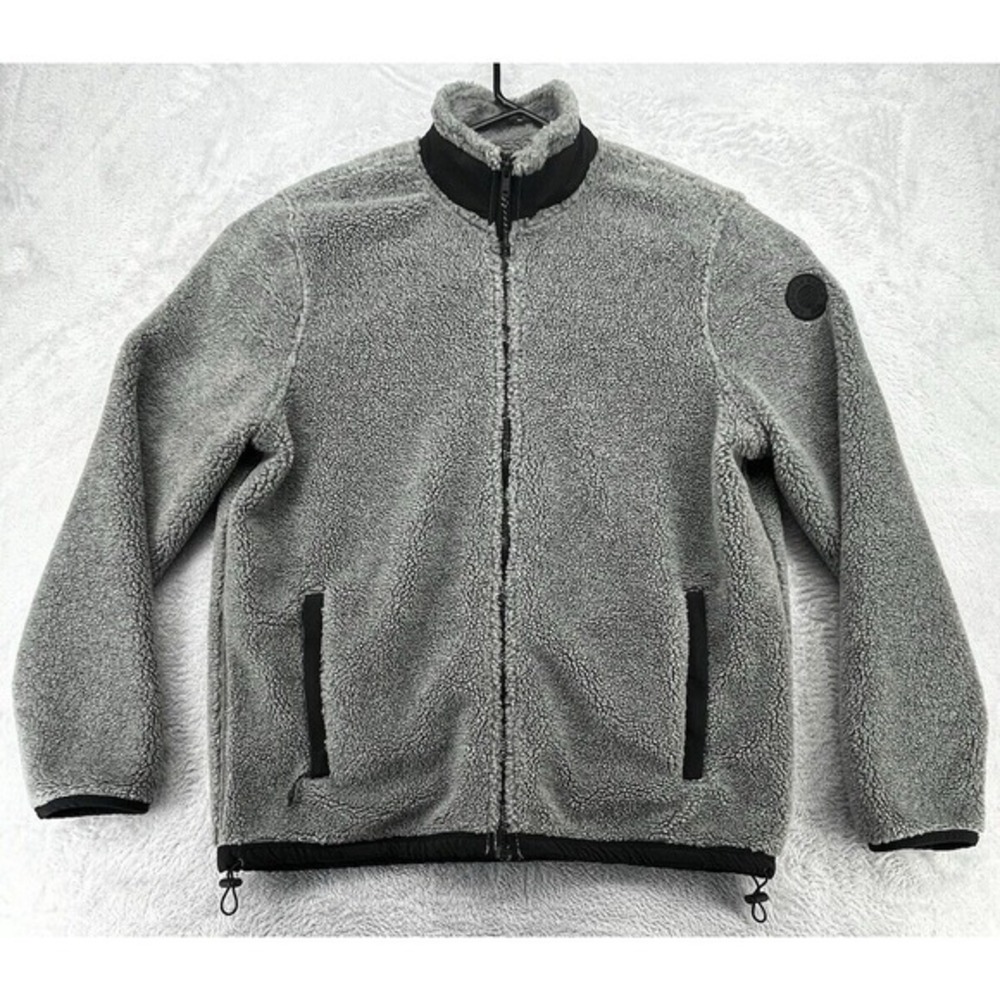 American Eagle Outfitters Sweater Mens Size Large Gray Sherpa Zip Fleece Lined